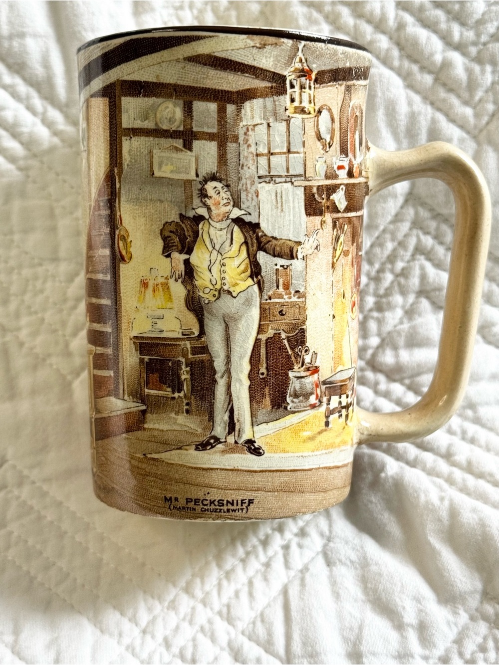 Vintage Staffordshire Mr Pecksniff Mug Charles Dickens Martin Chuzzlewit